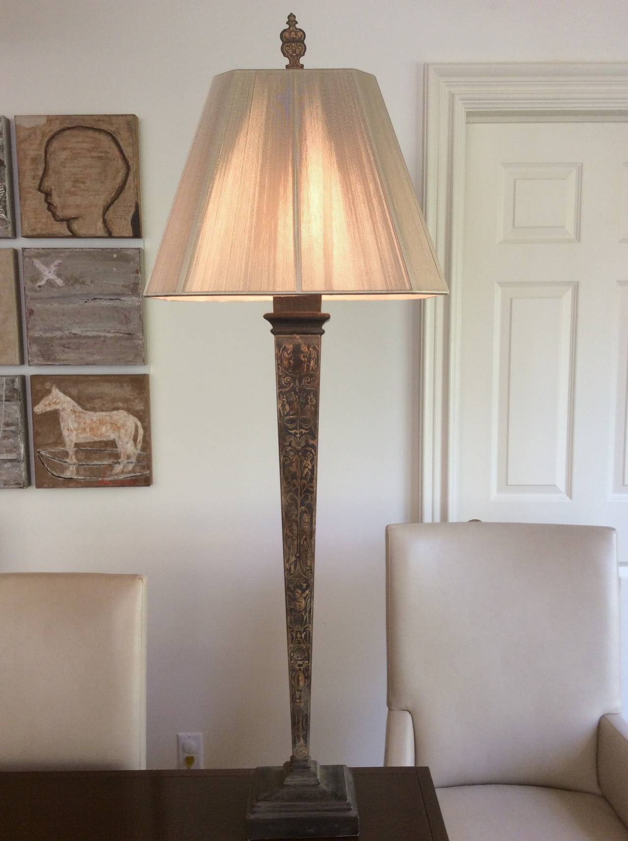 Unknown Monumental Pair of Venetian Style Inverted Obelisk Table Lamps For Sale