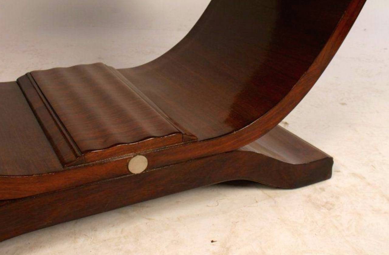 French Art Deco Table, Manner of Ruhlmann, with Molded Top and Curved Platform Base