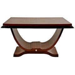 Art Deco Table, Manner of Ruhlmann, with Molded Top and Curved Platform Base