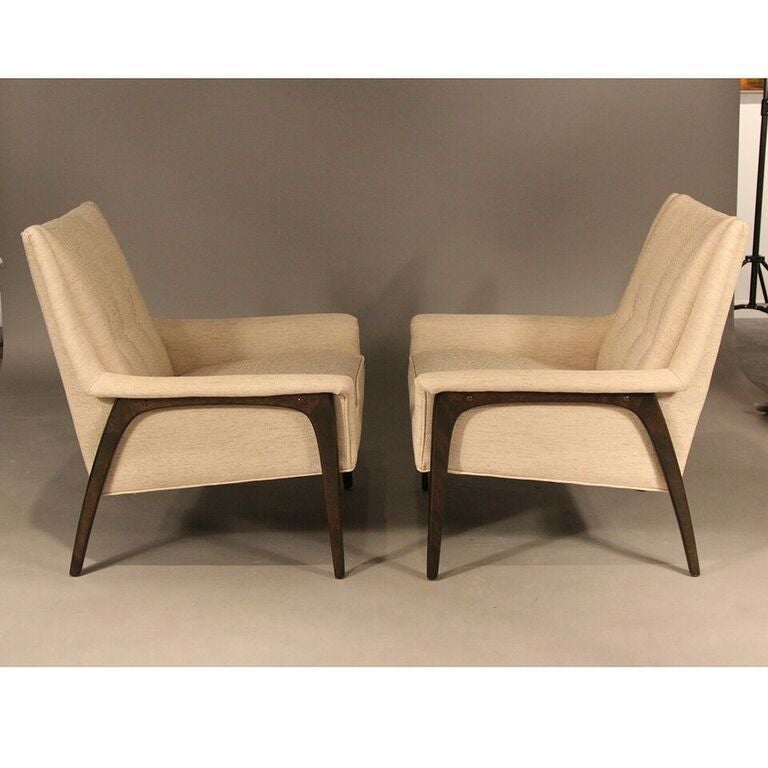 Stained Mid-Century Pair of Lounge Chairs by Folke Ohlsson for DUX