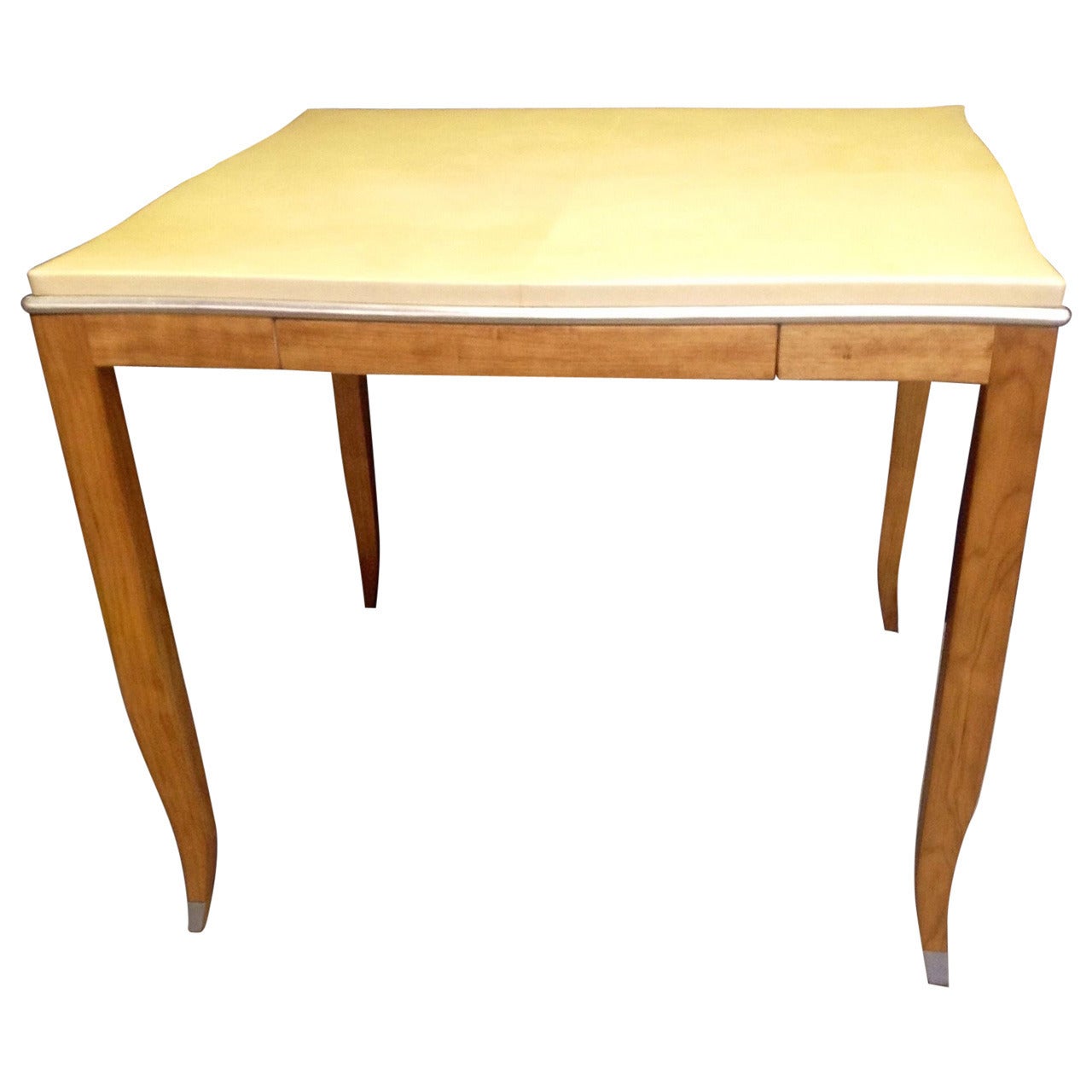 Lacquered Goatskin and Silver Leaf Game Table For Sale
