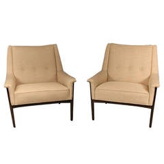 Mid-Century Pair of Lounge Chairs by Folke Ohlsson for DUX