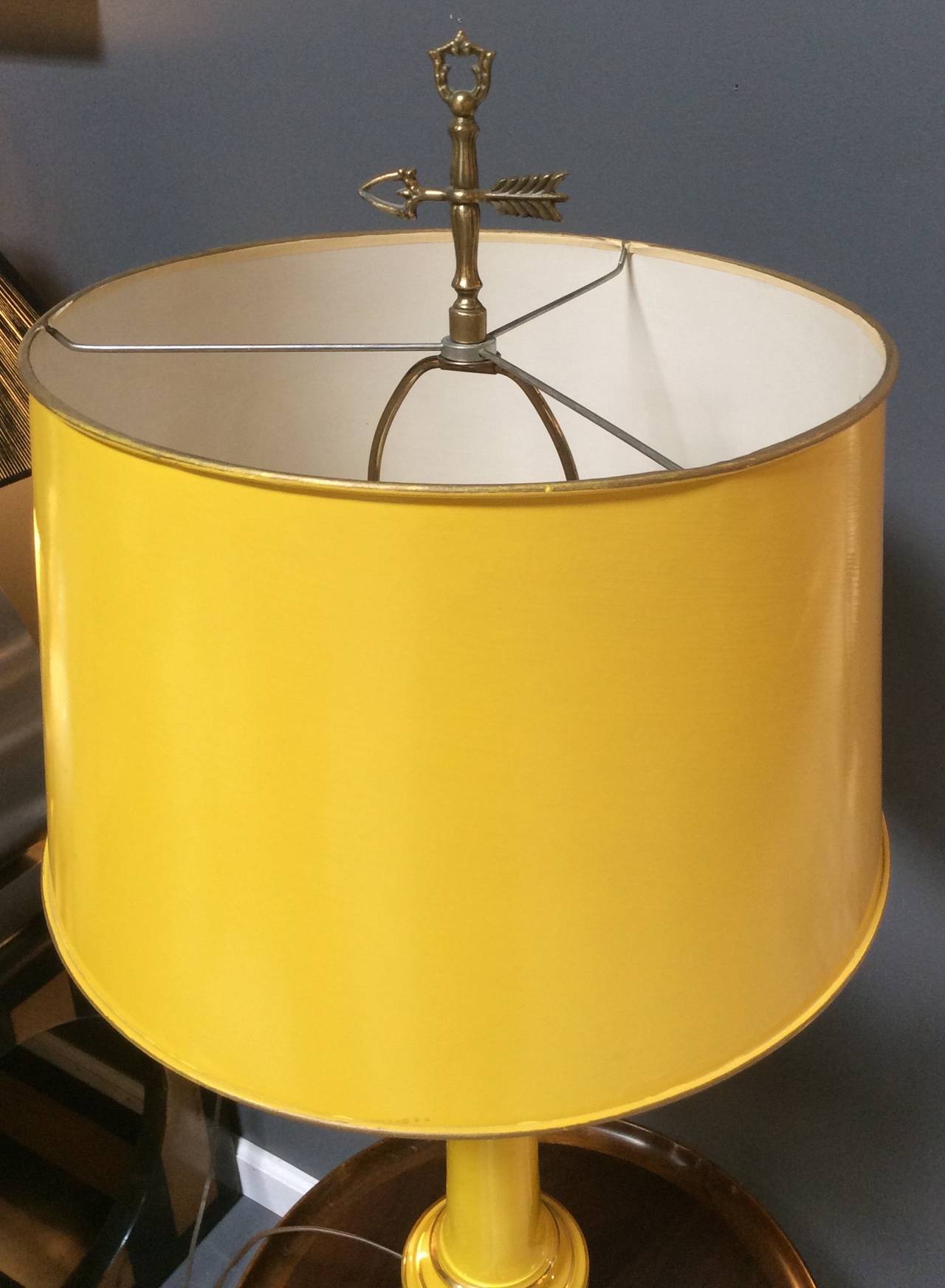 American Mid Century Pair of Yellow Opaline table lamps, by Warren Kessler NYC