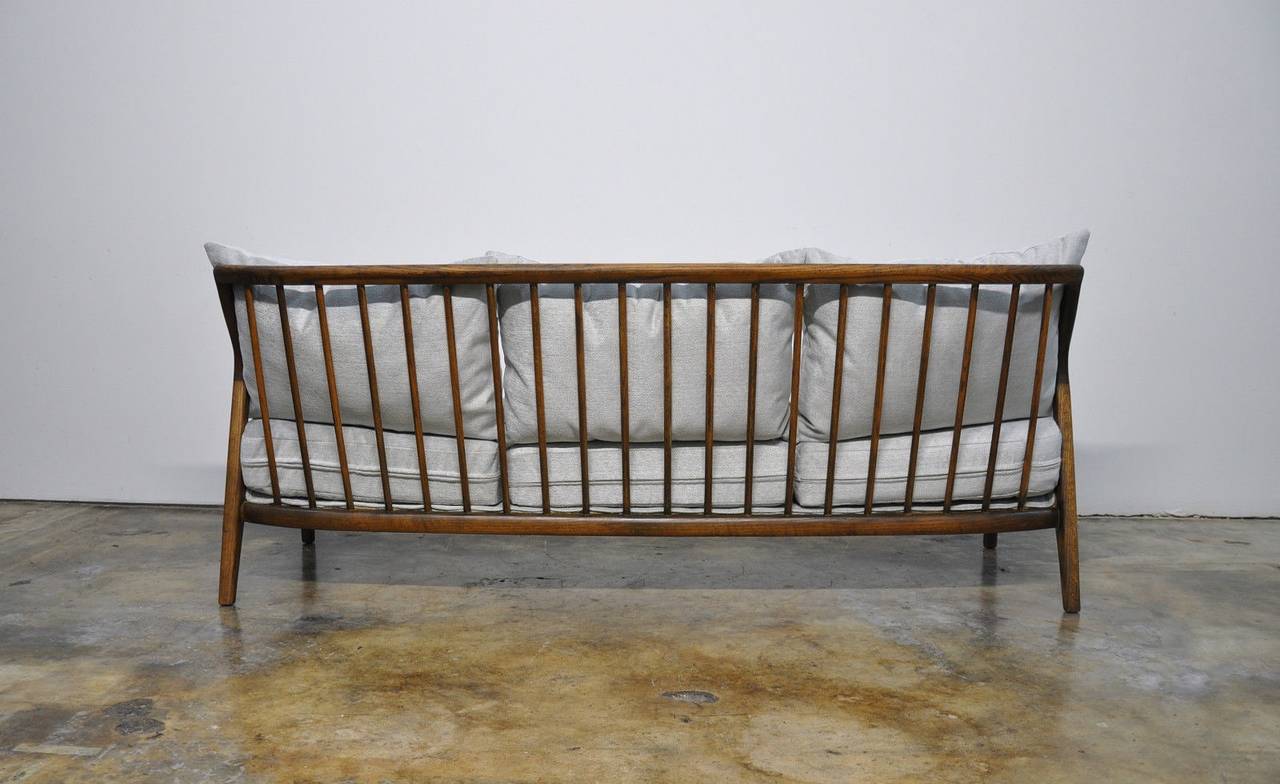 Stained Mid Century Spindle back Sofa, By Jack Van Der Molen, 1950s For Sale