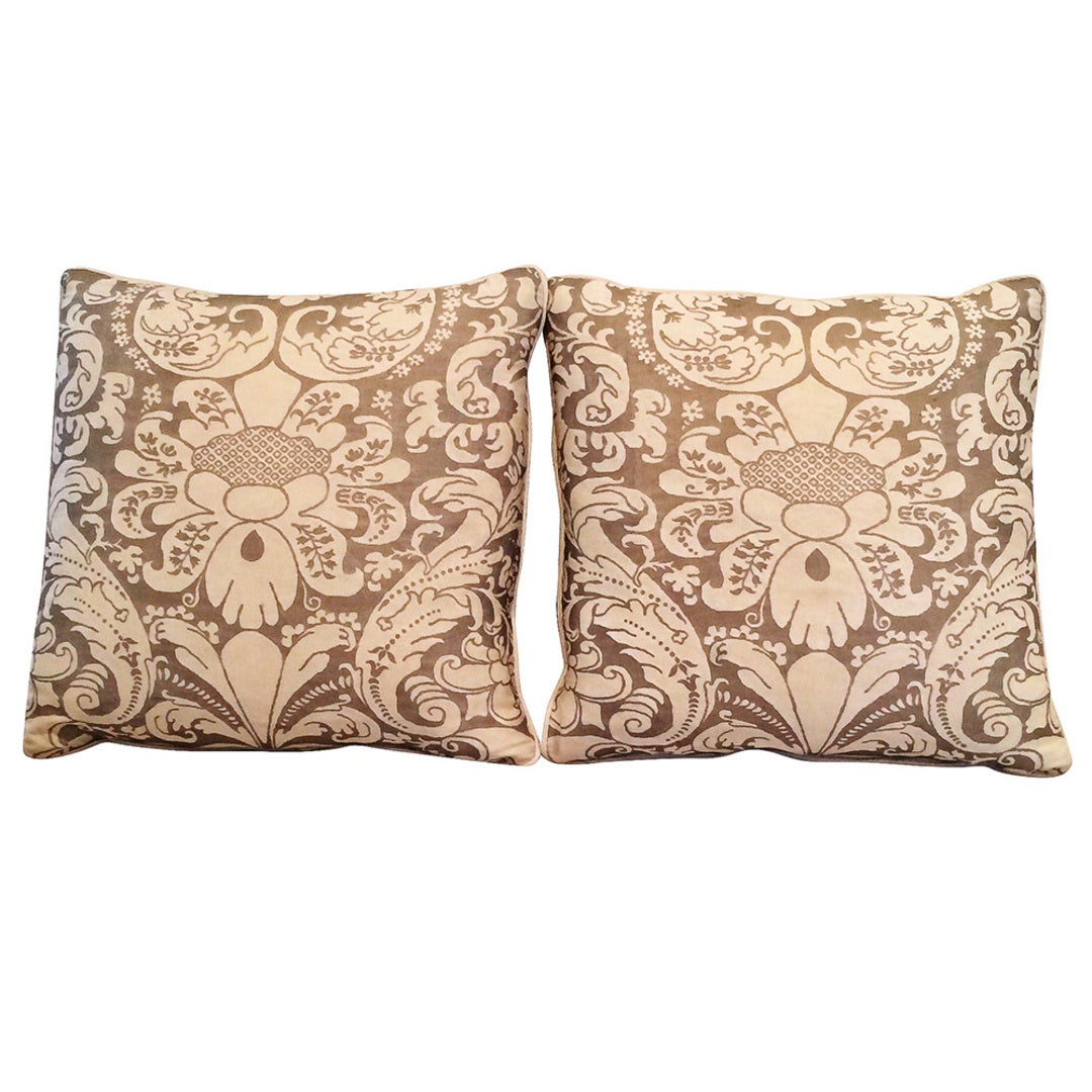 20th Century Vintage Fortuny Pillows, Caravaggio Pattern