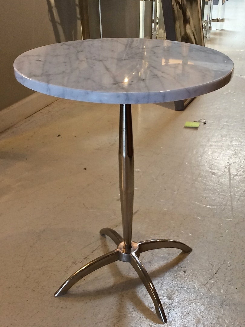 Midcentury Chrome and Marble Drinks Side Table