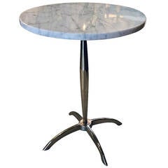 Midcentury Chrome and Marble Drinks Side Table