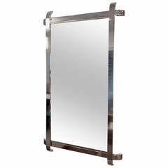 Chrome Framed Mirror with Sculptural Curved Overlapping Edges