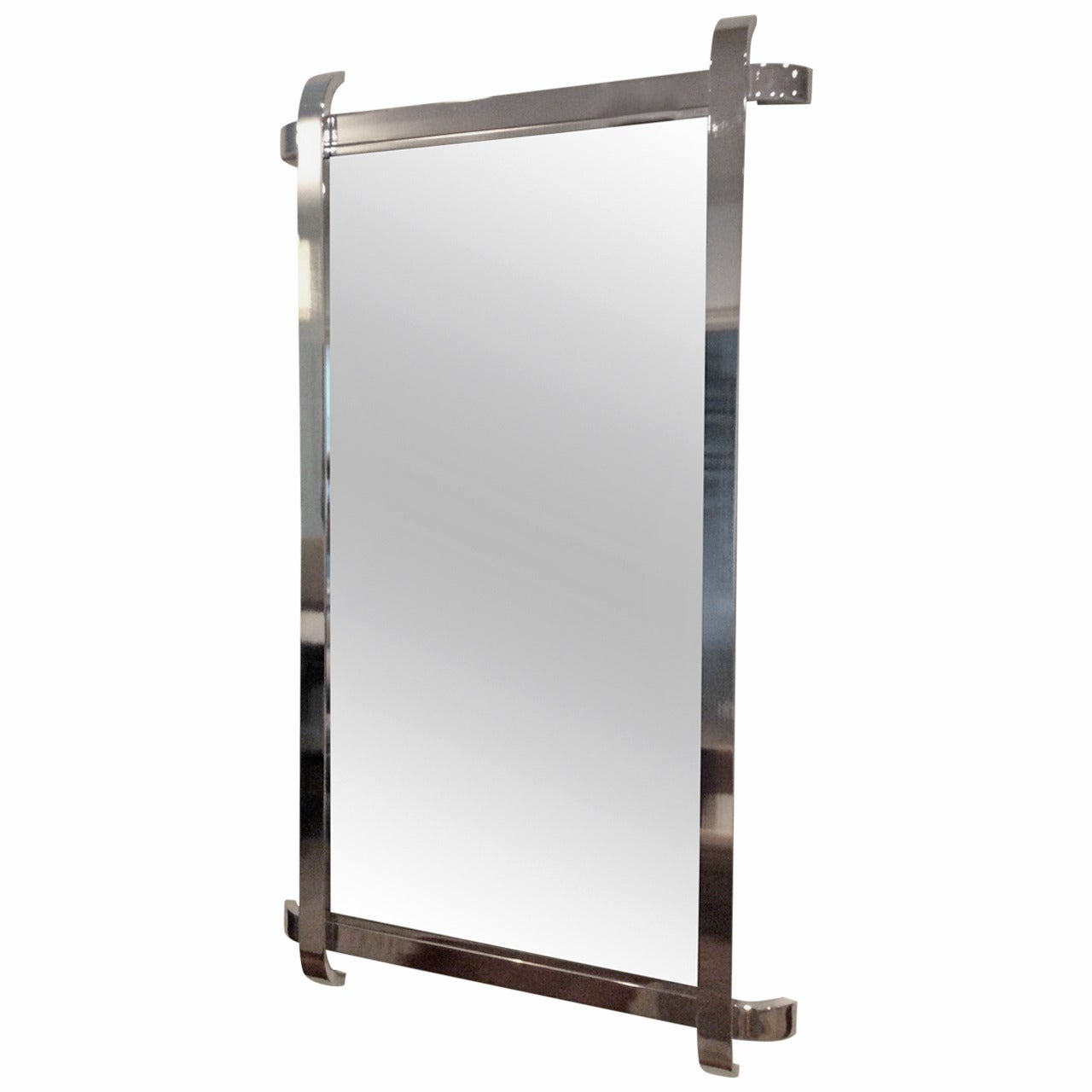 Chrome Framed Mirror with Sculptural Curved Overlapping Edges