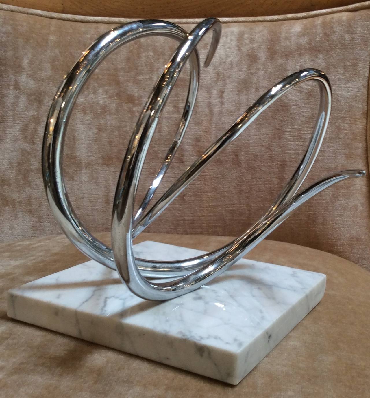 Polished Abstract Modern Sculpture, Signed by listed Artist Joseph Domareki For Sale