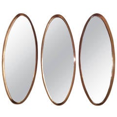 Mid-Century Modern Pair or Trio of Oval Gilt Mirrors in the Manner of La Barge