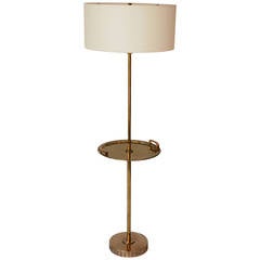 Vintage Brass Floor Standing Lamp with Brass Tray Table