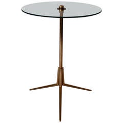 Italian Brass and Glass Tripod Cigarette, Side or Drinks Table