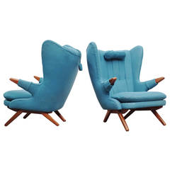 Matching Pair of Svend Skipper 'Bamsestols' Lounge Chairs in Original Wool