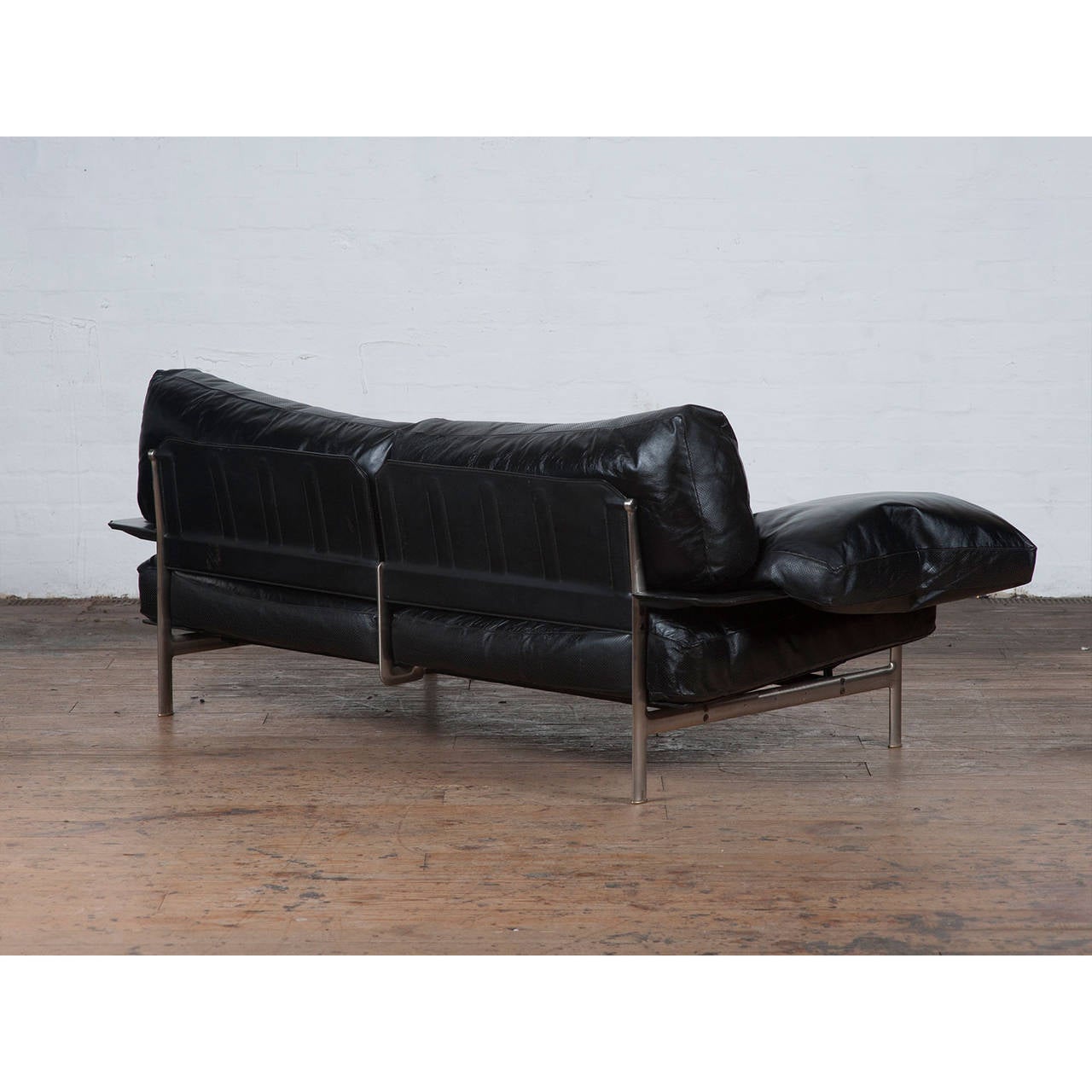 Scandinavian Modern 1970s Black Leather 'Diesis' Sofa by Antonio Citterio for B&B Italia