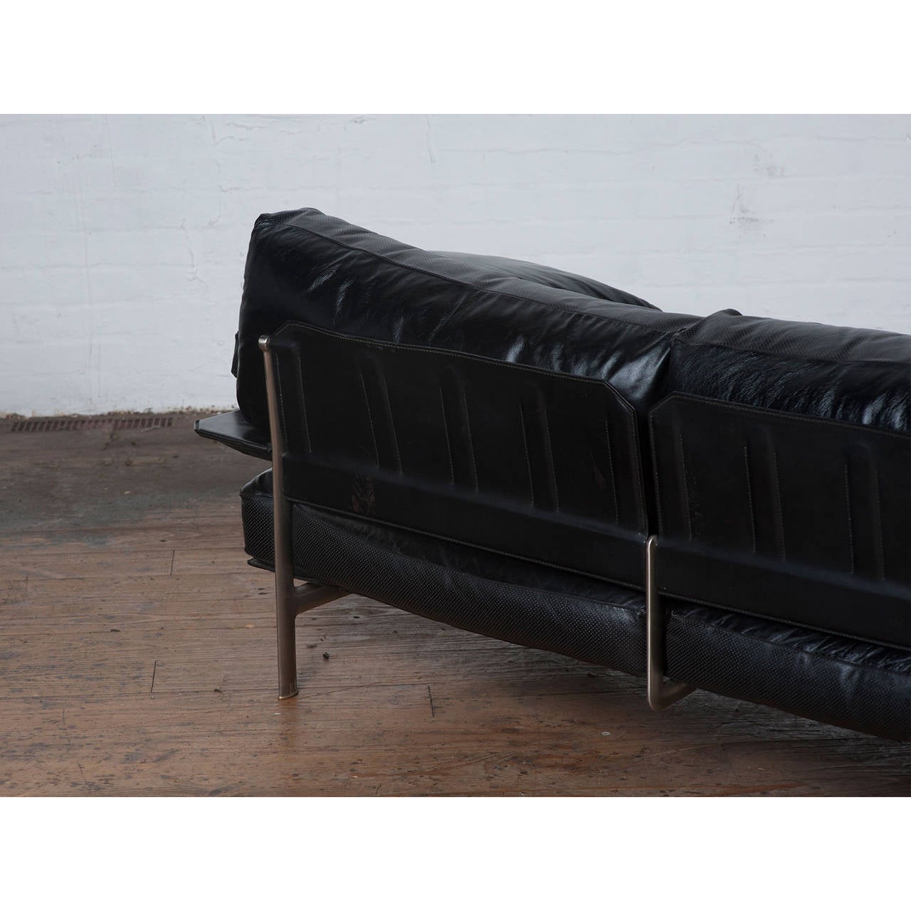 Italian 1970s Black Leather 'Diesis' Sofa by Antonio Citterio for B&B Italia