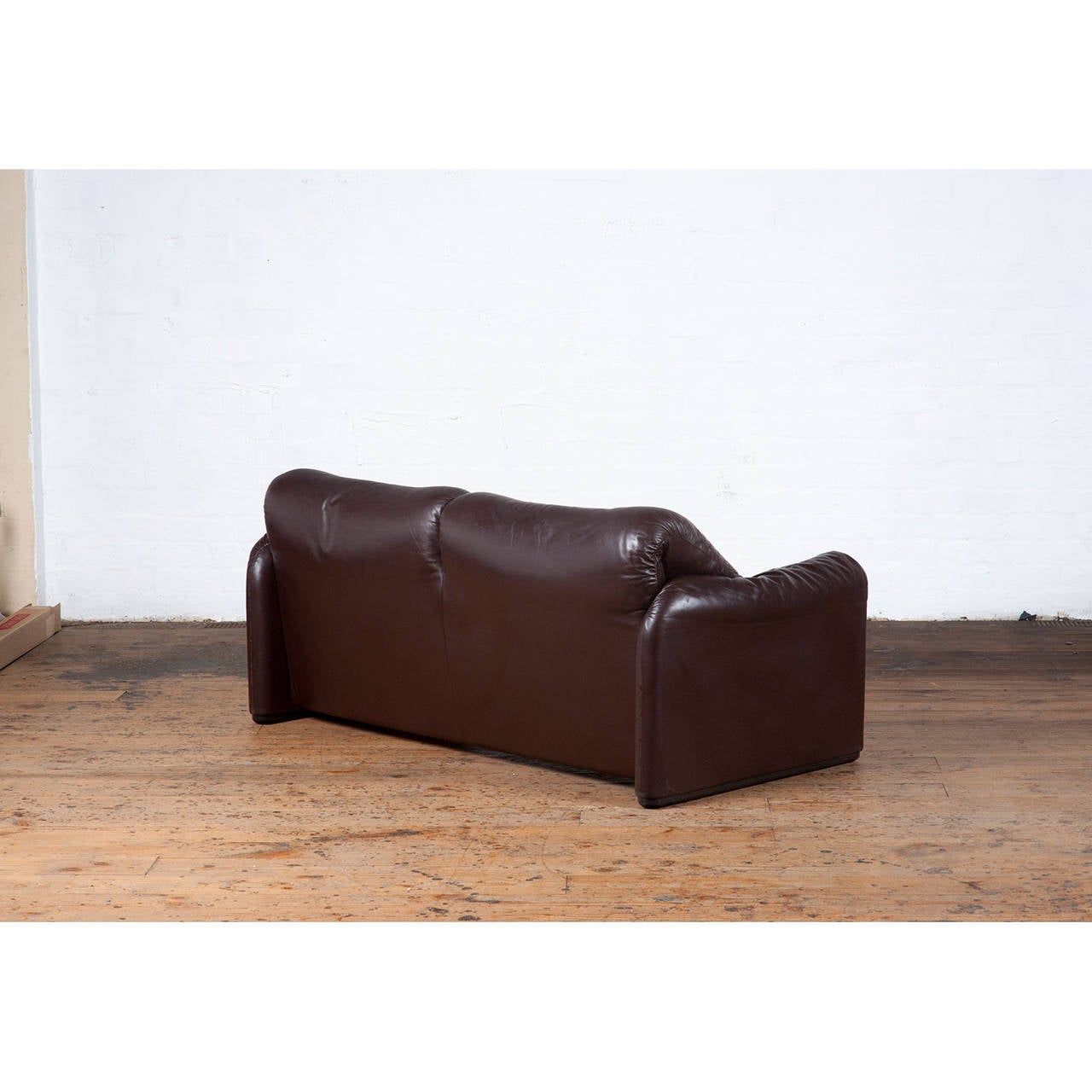 1970s 'Maralunga' Dark Brown Leather Sofa by Vico Magistretti for Cassina In Good Condition For Sale In Melbourne, Victoria