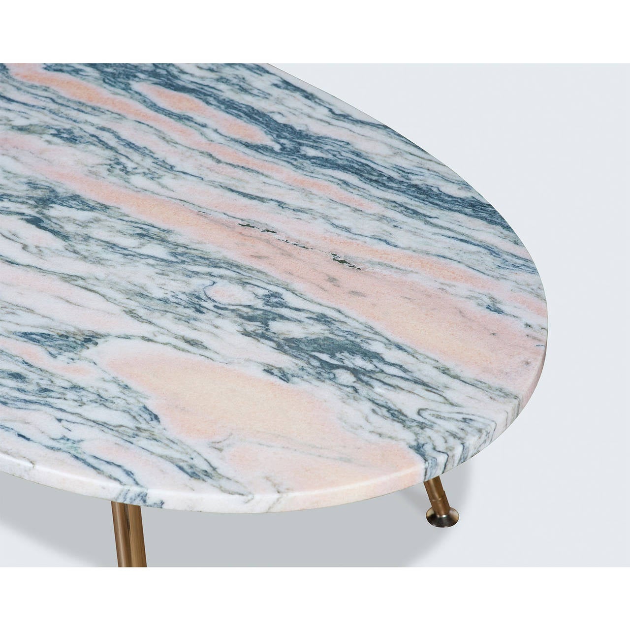 Australian Pink Marble Coffee Table with Brass Legs by Modern Times