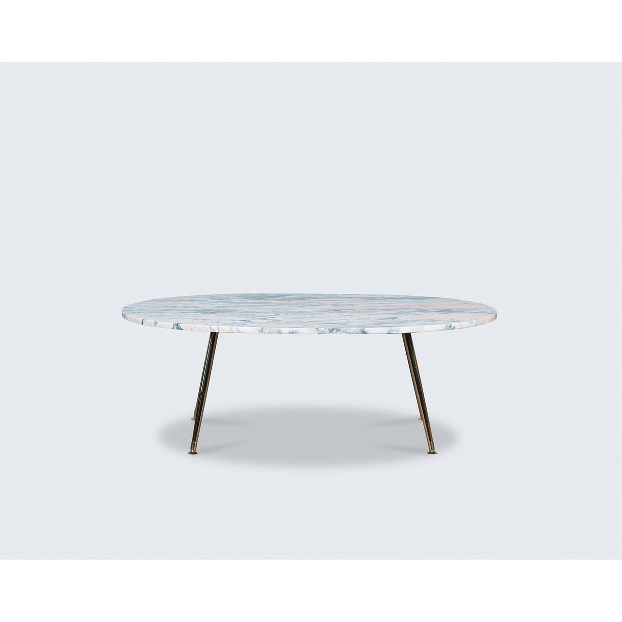 Scandinavian Modern Pink Marble Coffee Table with Brass Legs by Modern Times