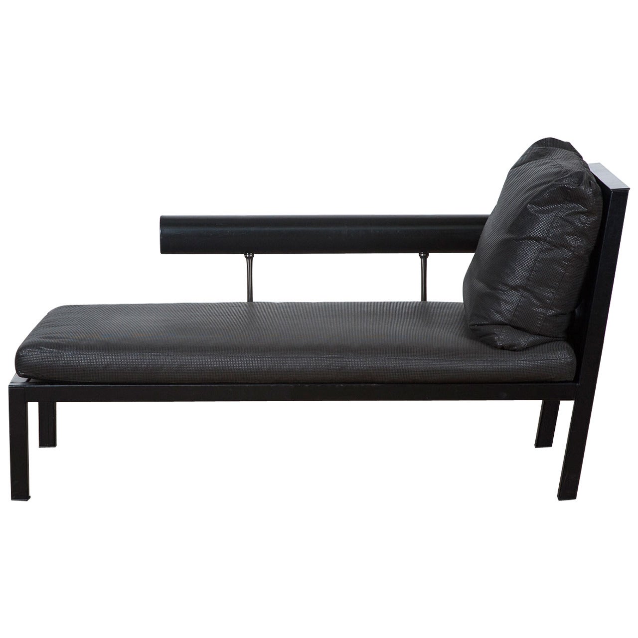 1980s Black Leather Chaise Longue by Antonio Citterio for B&B Italia