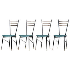Set of Four Mid-Century Italian Dining Chairs in the Style of Gio Ponti