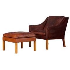 Mid-Century Danish Armchair Model 2207 with Footstool by Børge Mogensen