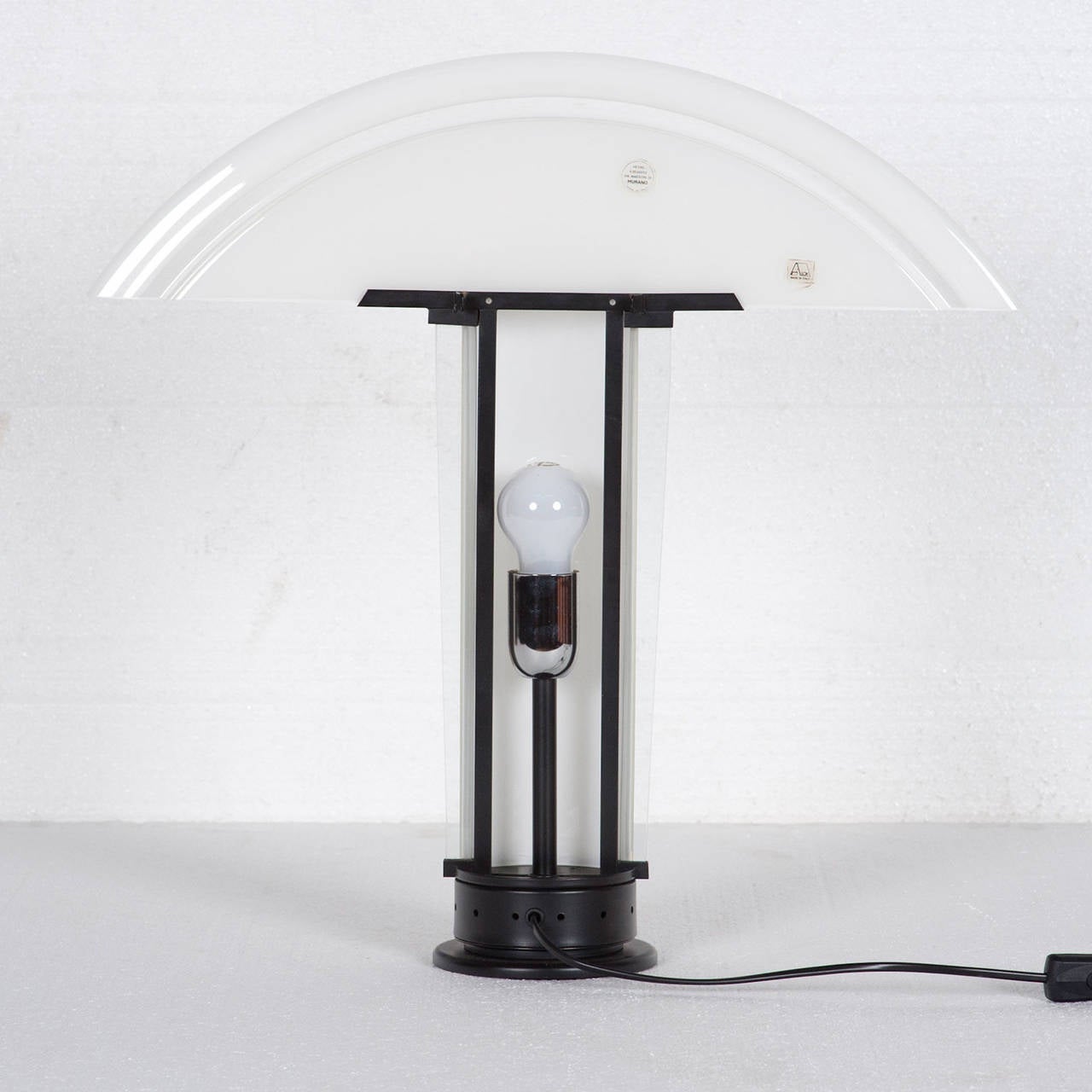 Mid-Century Italian Murano glass deco inspired 80's Demilune Glass Table Lamp