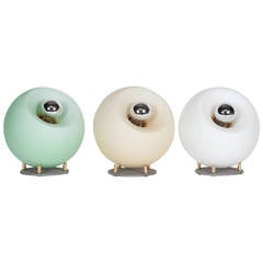 Mid Century Italian Memphis Style Glass Orb Lamps in White, Cream and Mint