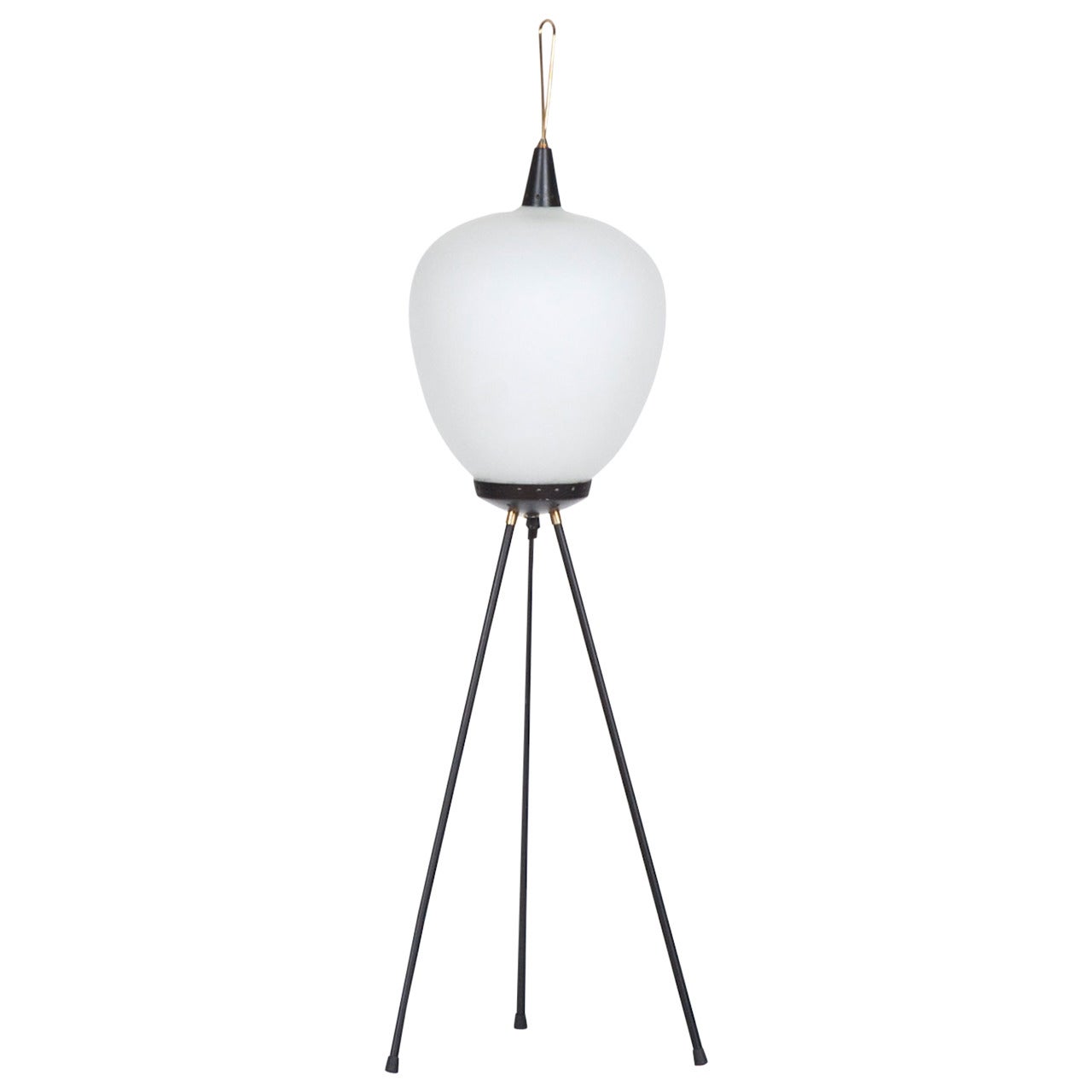 Mid-Century 1950s Italian Glass Lantern Floor Lamp For Sale