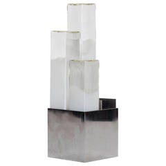 Mid-Century Italian Murano Glass Pillar Desk Lamp with Chrome Base