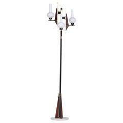 Mid-Century Rosewood, Marble and Brass Floor Lamp in the style of Stilnovo