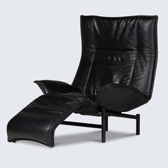 Vintage Italian Vico Magistretti 'Verandah' Armchair In Black Leather, 1983