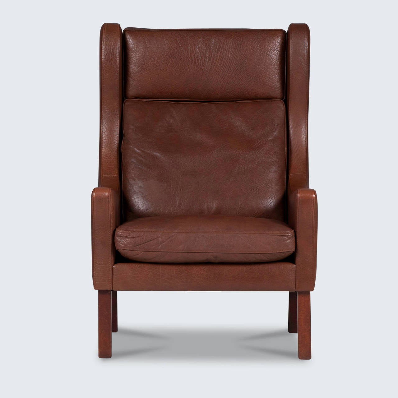 Vintage Danish Wingback Armchair In Dark Brown Leather, 1960s at 1stdibs