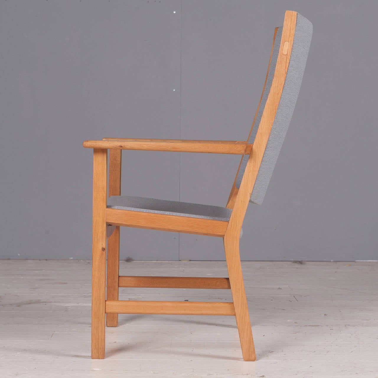 Mid-Century Modern Danish Highback Oak Chair by Hans J. Wegner, 1970s For Sale