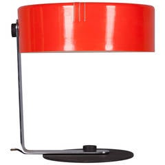 Italian Table Lamp with Red Metal Lamp Shade, 1950s Italian Table Lamp with Red Metal Lamp Shade, 1950s