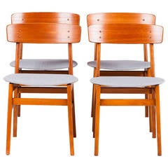Danish Farstrup Square Back Dining Chairs in Teak Set of Four, 1960s