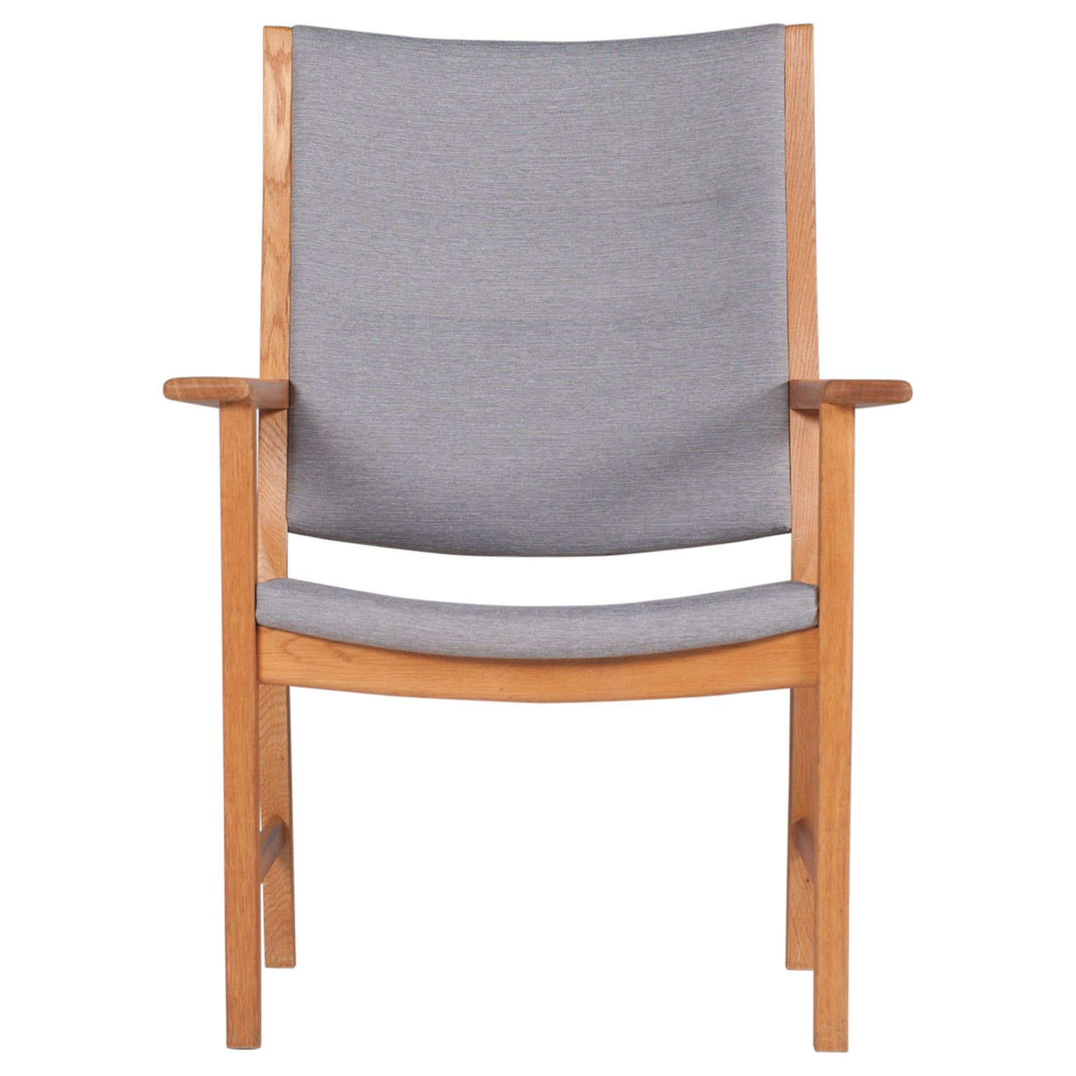 Danish Highback Oak Chair by Hans J. Wegner, 1970s For Sale