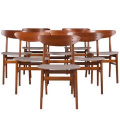 Danish Farstrup Oval Back Dining Chairs in Teak Set of Eight, 1960s