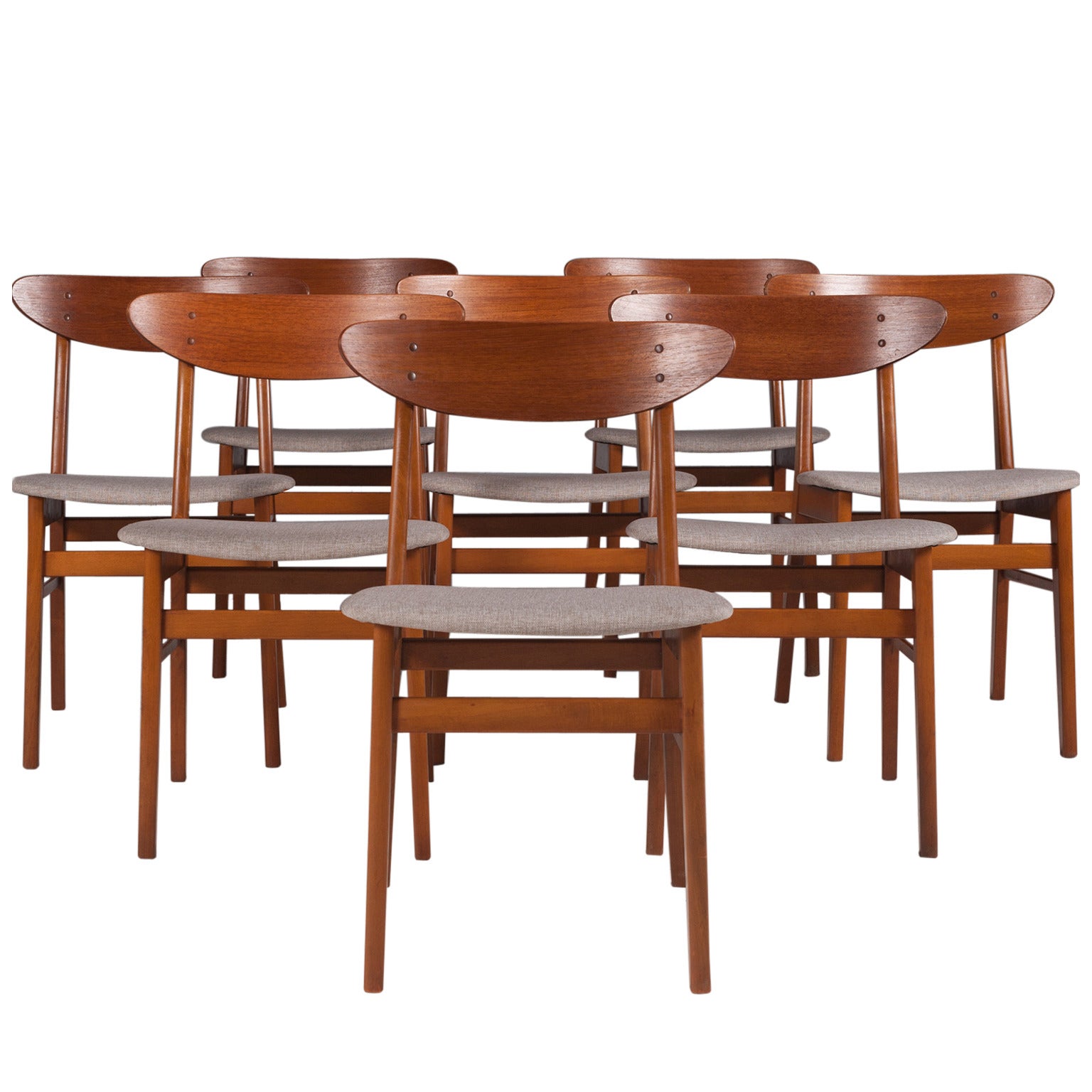 Danish Farstrup Oval Back Dining Chairs in Teak Set of Eight, 1960s For Sale