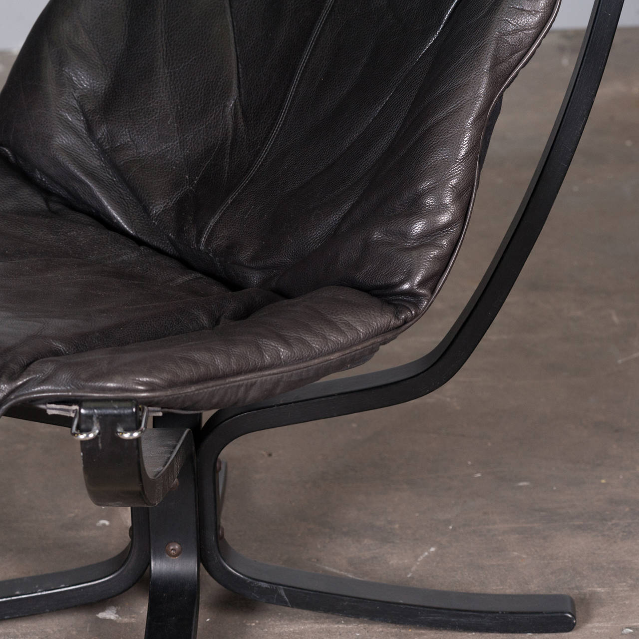 Leather Norwegian High Back Falcon Chair by Sigurd Resell, 1970s