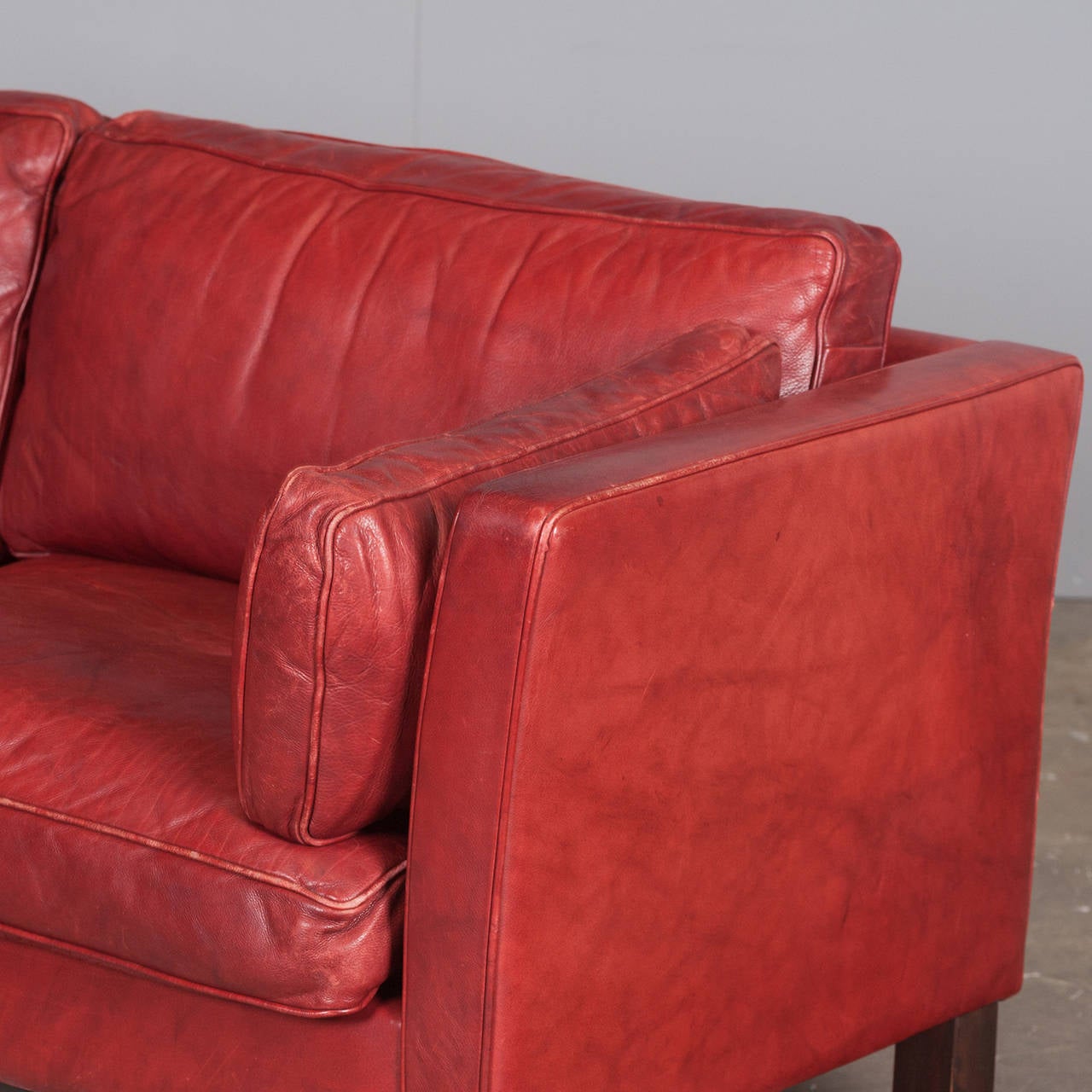 Danish Two-Seater Sofa in Cherry Red Leather by Arne Norell, 1960s In Excellent Condition In Melbourne, Victoria