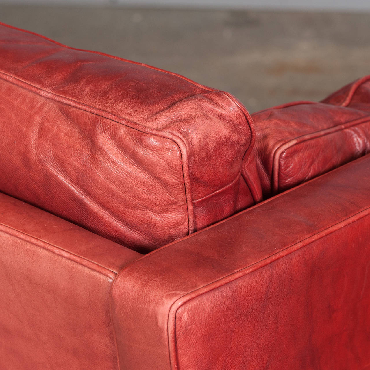 Danish Two-Seater Sofa in Cherry Red Leather by Arne Norell, 1960s 2