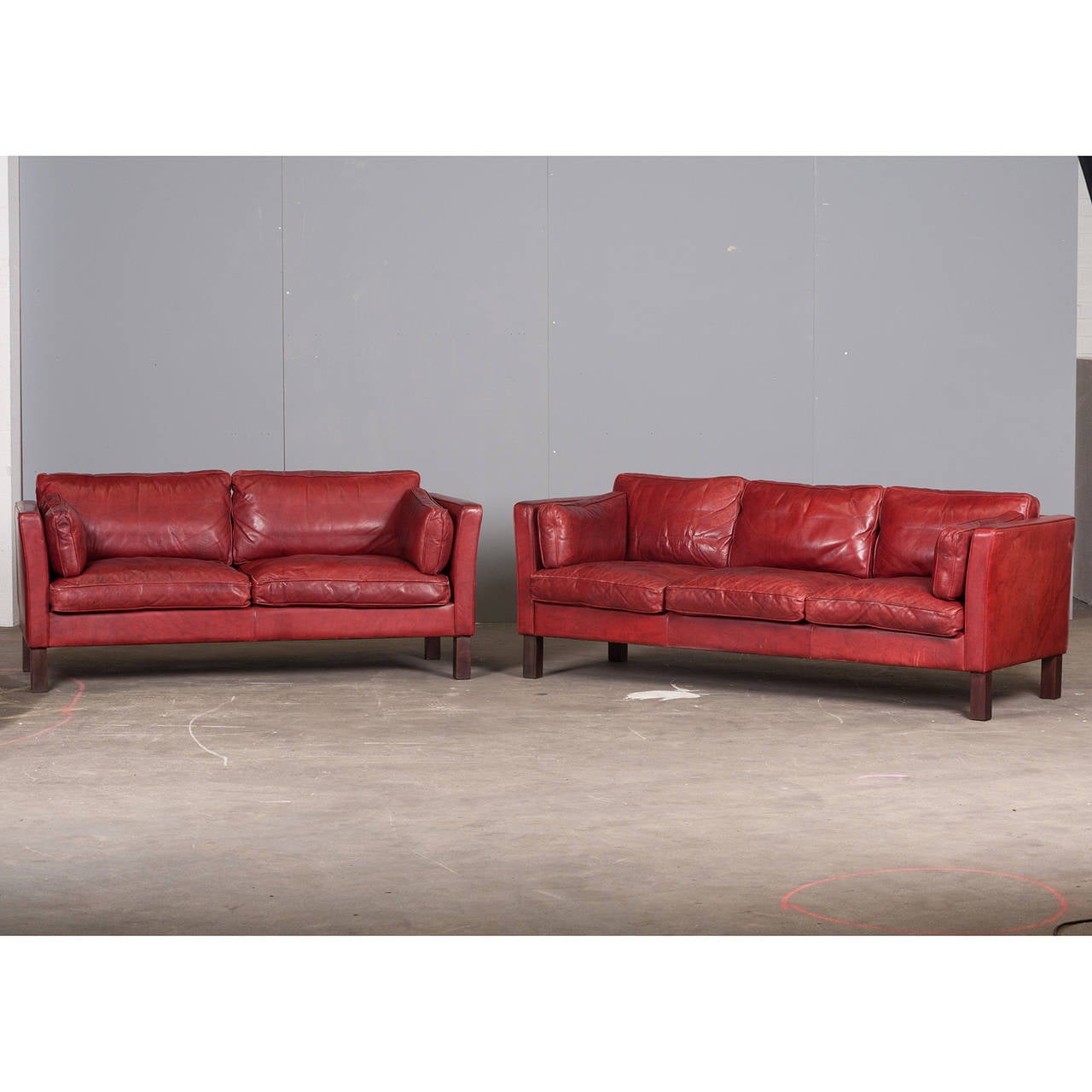 Danish Two-Seater Sofa in Cherry Red Leather by Arne Norell, 1960s 3