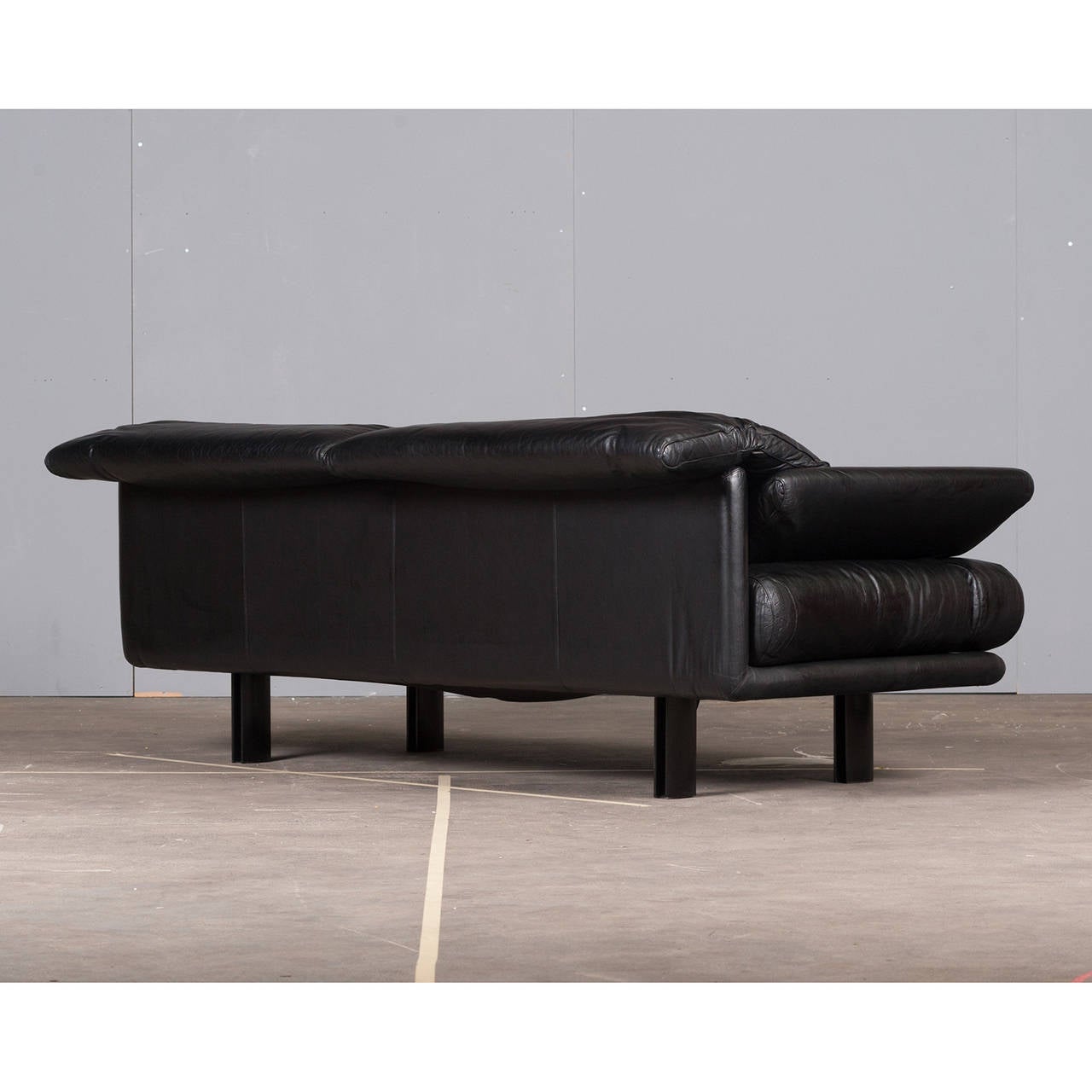 Italian Paolo Piva 'Alanda' Sofa in Black Leather for B&B ITALIA, 1980s 3