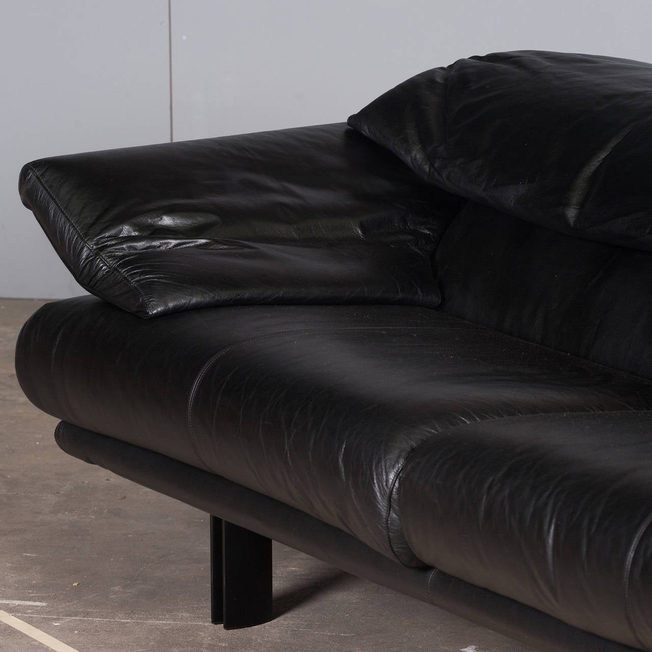 Late 20th Century Italian Paolo Piva 'Alanda' Sofa in Black Leather for B&B ITALIA, 1980s