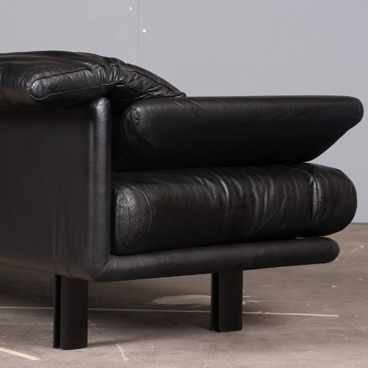 Italian Paolo Piva 'Alanda' Sofa in Black Leather for B&B ITALIA, 1980s 4