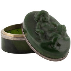 Danish Nephrite and Silver-Lidded Box