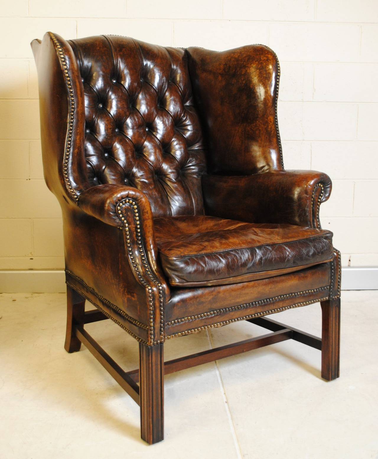 Pair of English Wingback Leather Chairs 2