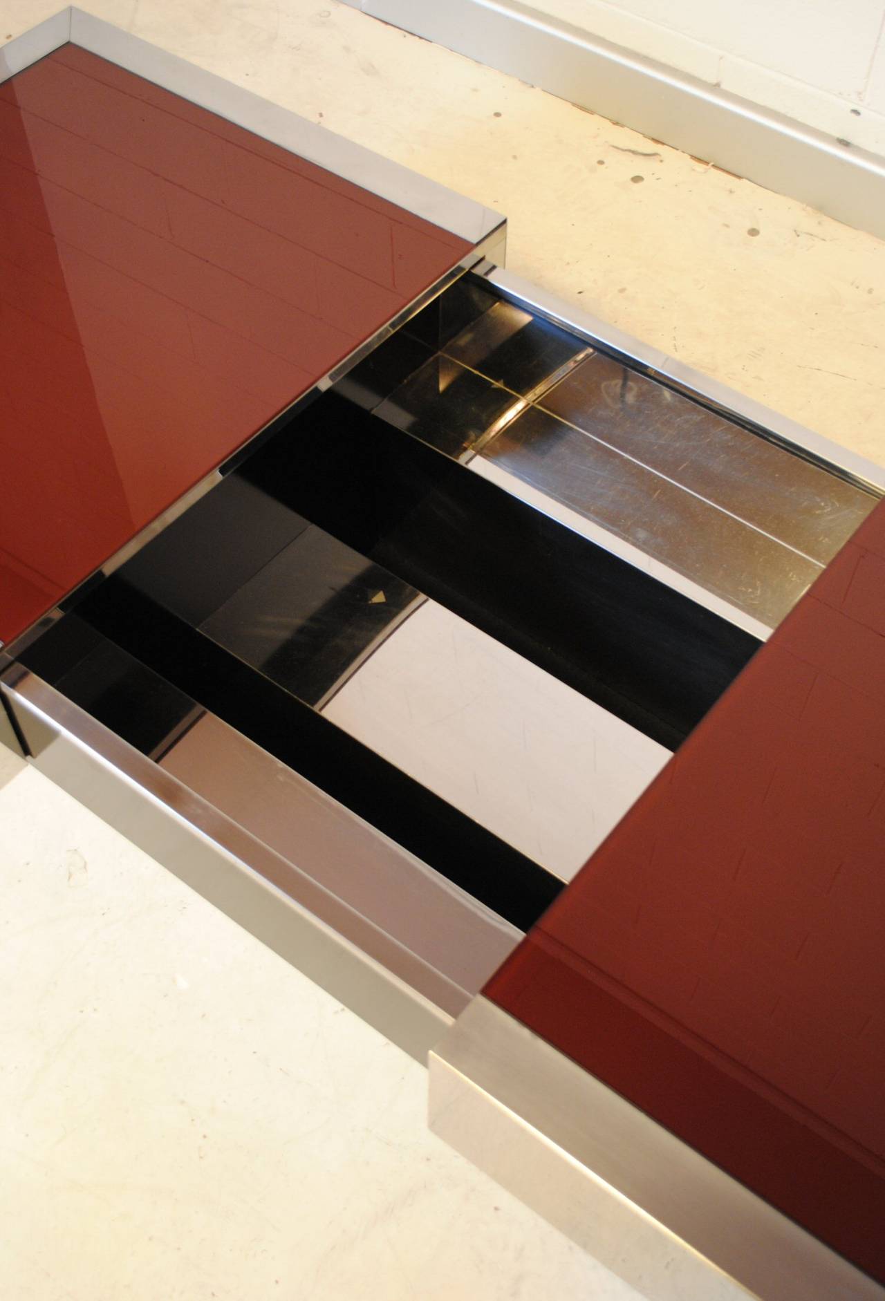 Modern Willy Rizzo Sliding Coffee or Cocktail Table