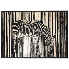 Framed Vintage Tapestry of a Zebra